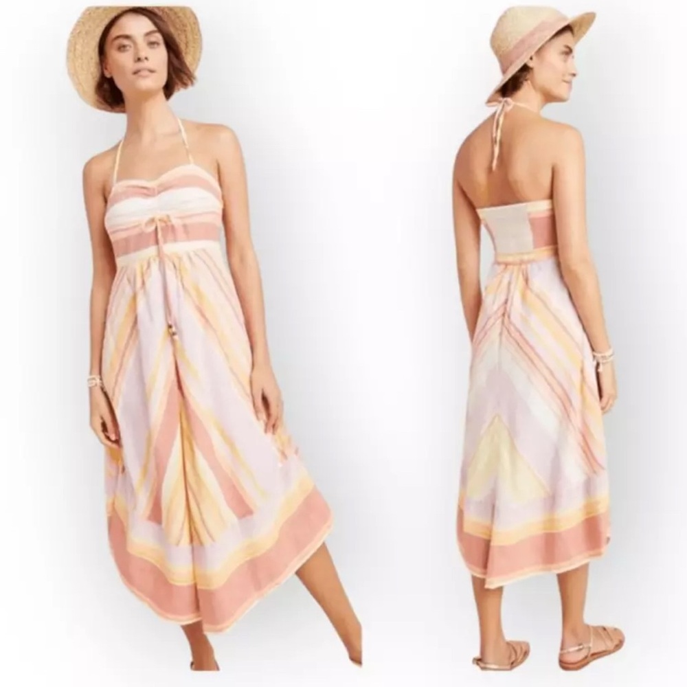 Pastel Striped Anthropologie Savannah Halter Dress | size 2
